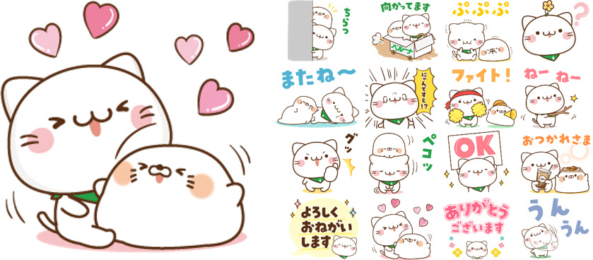 「べるーにゃ」×「毒舌あざらし」コラボ LINEスタンプ