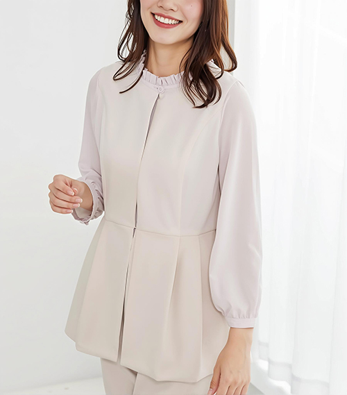 〈C/S〉ノーカラーペプラムジレ